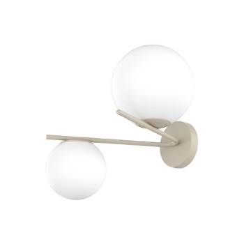 Immagine di Applique Design Moderno Sabbia 2 Luci Sfere Vetro Bianco Top Light Boomerang