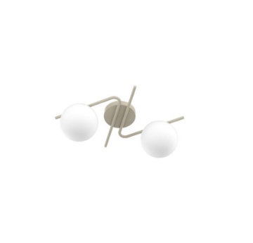 Immagine di Plafoniera Da Soffitto Parete Boomerang Sabbia 2 Luci Sfere Vetro Top Light