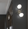 Immagine di Plafoniera Da Soffitto Parete Boomerang Sabbia 2 Luci Sfere Vetro Top Light