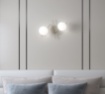 Immagine di Plafoniera Da Soffitto Parete Boomerang Sabbia 2 Luci Sfere Vetro Top Light