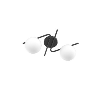 Immagine di Plafoniera Soffitto Parete Stile Moderno Holly Nero 2 Luci Sfere Vetro Top Light