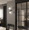 Immagine di Plafoniera Soffitto Parete Stile Moderno Holly Nero 2 Luci Sfere Vetro Top Light