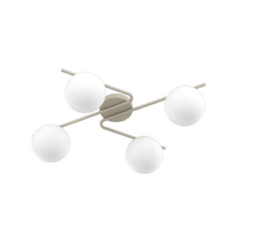 Immagine di Plafoniera Boomerang 4 Luci Sabbia Con Sfere Vetro Bianco Top Light