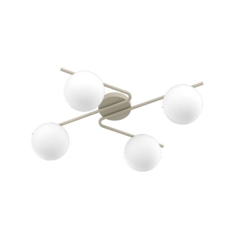Immagine di Plafoniera Boomerang 4 Luci Sabbia Con Sfere Vetro Bianco Top Light