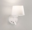 Immagine di Applique Stile Hotel con Paralume Tessuto e Spot Led Stilo Bianca ACB