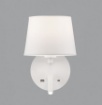 Immagine di Applique Stile Hotel con Paralume Tessuto e Spot Led Stilo Bianca ACB