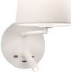 Immagine di Applique Stile Hotel con Paralume Tessuto e Spot Led Stilo Bianca ACB