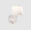 Immagine di Applique Stile Hotel con Paralume Tessuto e Spot Led Stilo Bianca ACB