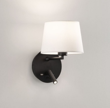 Immagine di Applique Stilo Camera Da Letto Nero Bianco Con Led Luce Lettura USB ACB