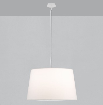 Immagine di Lampadario Stilo Grande Paralume Tessuto Bianco 62 cm ACB