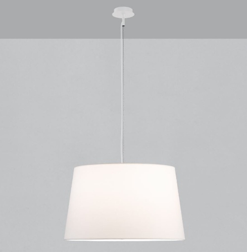 Immagine di Lampadario Stilo Grande Paralume Tessuto Bianco 62 cm ACB