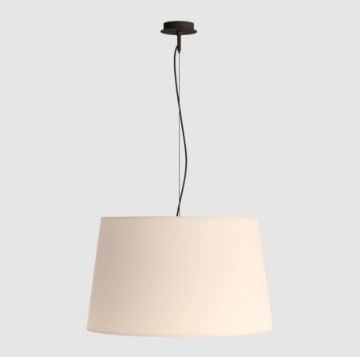 Immagine di Lampadario Stilo Nero Con Grande Paralume Cotone Bianco Ø62 cm ACB