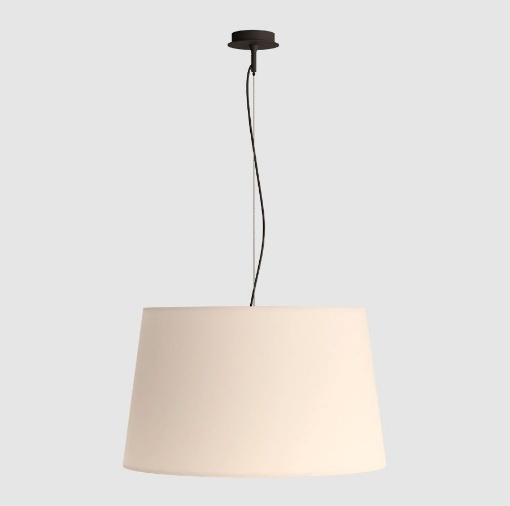 Immagine di Lampadario Stilo Nero Con Grande Paralume Cotone Bianco Ø62 cm ACB