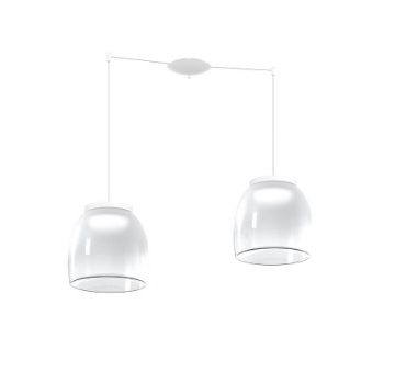 Immagine di Lampadario Per Soggiorno 2 Luci Decentrate Bocce Vetro Led Dimmerabile 3000k Drum SG Top Light