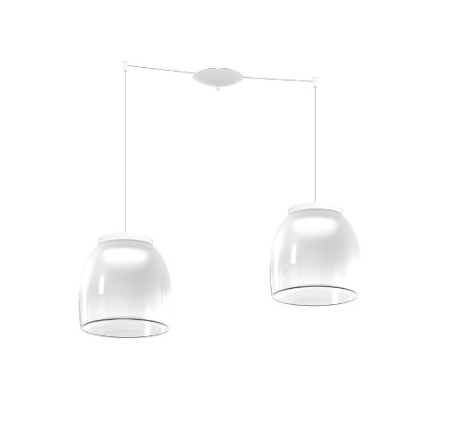 Immagine di Lampadario Per Soggiorno 2 Luci Decentrate Bocce Vetro Led Dimmerabile 3000k Drum SG Top Light