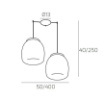 Immagine di Lampadario Per Soggiorno 2 Luci Decentrate Bocce Vetro Led Dimmerabile 3000k Drum SG Top Light