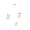 Immagine di Sospensione Per Soggiorno Con Decentramento Tre Lampade Led Vetro Decori Bianco Oro Drum Top Light