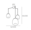 Immagine di Lampadario Con Decentramento Tre Luci Led Vetro Con Decoro Oro Drum Mix Top Light