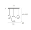 Immagine di Lampadario In Linea Tre Luci Per Tavolo Cucina Led Vetro Drum Rmix Bianco Top Light