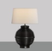 Immagine di Lume Da Tavolo Tarifa 1xE27 Base Ceramica Nera e Paralume Tessuto Bianco ACB