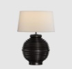 Immagine di Lume Da Tavolo Tarifa 1xE27 Base Ceramica Nera e Paralume Tessuto Bianco ACB