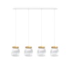 Immagine di Lampadario Led Dimmerabile Per Tavolo 4 Luci In Linea Vetro Drum RP Oro Top Light
