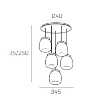 Immagine di Lampadario Led Rotondo 5 Luci Per Soggiorno Con Bocce Vetro Drum S5 TP Bianco Top Light