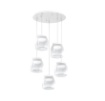 Immagine di Lampadario Led Rotondo 5 Luci Per Soggiorno Con Bocce Vetro Drum S5 TP Bianco Top Light