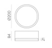 Immagine di Plafone Circolare Moderno Alluminio Bianco Tech Led Ø20 cm IP44 ACB