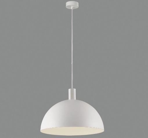 Immagine di Lampadario a Sospenione Cupola Metallo Bianco Per Tavolo Tiga 35 cm ACB