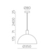 Immagine di Lampadario Campana Metallo Nero 35 cm Per Tavolo Tiga ACB