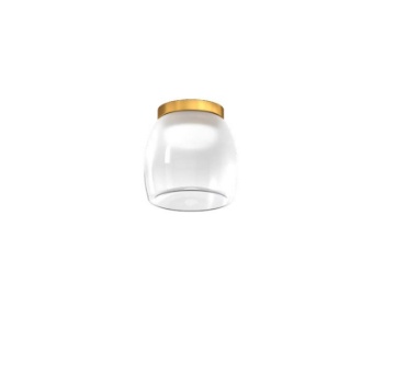 Immagine di Plafoniera Moderna Vaso Vetro Satinato Decoro Oro Led 8w 3000k Drum PLP 16 cm Top Light