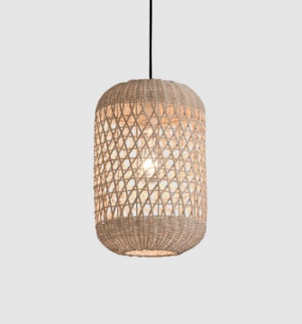 Immagine di Sospensione Vintage Vivian Paralume Rattan Ø28 cm Kit Nero ACB