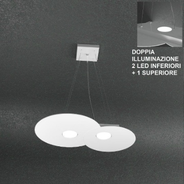 Immagine di Lampadario Led Moderno Metallo Doppia Illuminazione Top Light Cloud 1128 S2 R+1