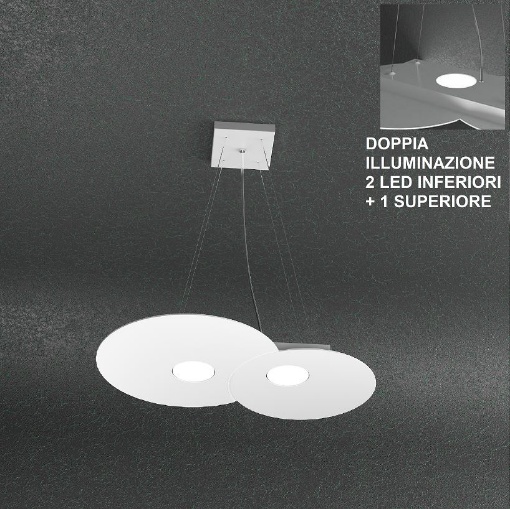 Immagine di Lampadario Led Moderno Metallo Doppia Illuminazione Top Light Cloud 1128 S2 R+1