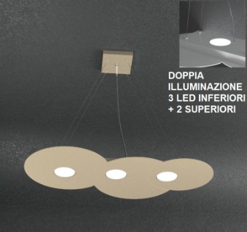 Immagine di Lampadario 3 Luci Led Metallo Doppia Illuminazione Top Light Cloud 1128 S3 R+2