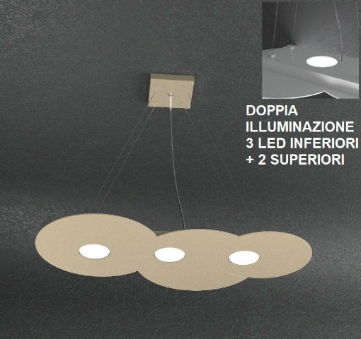 Immagine di Lampadario 3 Luci Led Metallo Doppia Illuminazione Top Light Cloud 1128 S3 R+2