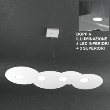 Immagine di Lampadario Led Luce Sopra Sotto Design Moderno Top Light Cloud 1128 S4 R+3