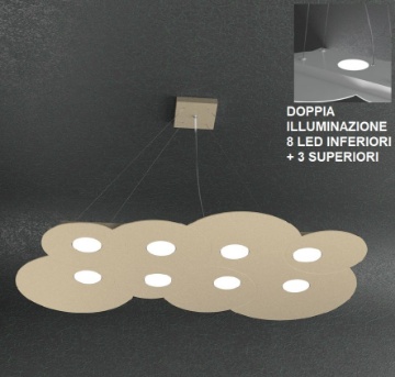 Immagine di Grande Lampadario Biemissione Led Luce Sopra Sotto Top Light Cloud 1128 S8R+3