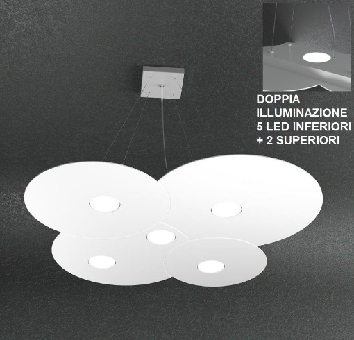 Immagine di Lampadario Sagomato Moderno Biemissione Led 5+2 Cloud Top Light