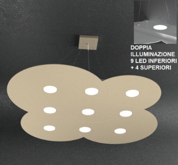 Immagine di Grande Lampadario Nuvola Doppia Illuminazione Led 9+4 Gx53 Cloud Top Light