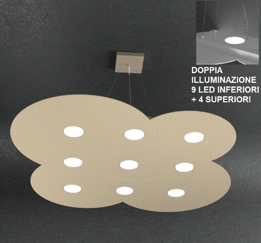 Immagine di Grande Lampadario Nuvola Doppia Illuminazione Led 9+4 Gx53 Cloud Top Light