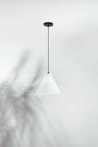 Immagine di Sospensione Paralume Cono Bianco Illuminazione Penisole 1xE27 Ø31 cm Cone Fabas