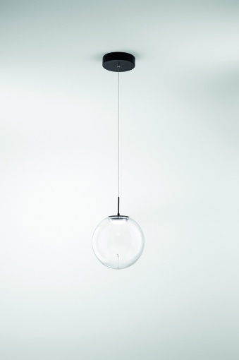 Immagine di Lampada a Sospensione Ariel Sfera Vetro Trasparente Led Ø25 cm Fabas