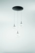 Immagine di Sospensione Rotonda Ariel 3 Sfere Vetro Led con Decoro Goccia Trasparente Fabas 