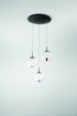 Immagine di Lampadario a Sospensione Ariel 3 Sfere Vetro Led con Decori Assortiti Fabas 