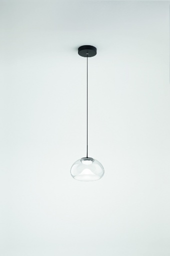 Immagine di Sospensione Brena Paralume Vetro Ovale Trasparente Led Dimmer Integrato Fabas