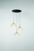 Immagine di Lampadario Rotondo 3 Paralumi Ovali Vetro Cognac Led Integrato 3000k/4000k Brena Fabas 