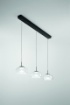 Immagine di Sospensione Lineare Brena 3 Paralumi Ovali Vetro Trasparente Led Step Dimmer Fabas