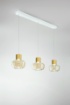 Immagine di Sospensione in Linea Illuminazione Penisola 3 Paralumi Led Vetro Cognac Kino Fabas
